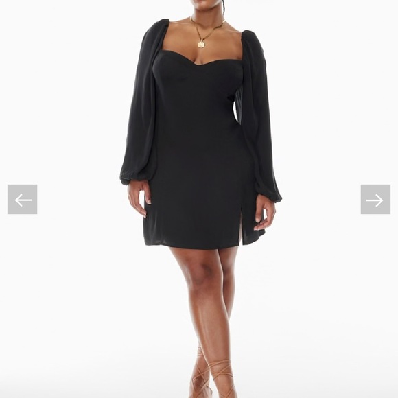 Wilfred Dresses & Skirts - Aritzia Wilfred Novella Dress Black Mini Lined Full Sleeve Side Slit Size US 8